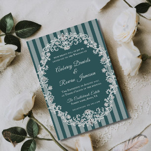 Invitación Boda de Monograma Floral Vintage Romántico