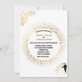 Invitación Boda de Monograma Formal, Elegante Blanco y Oro