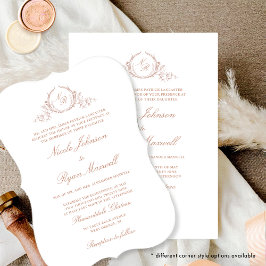 Invitación Boda de monograma formal elegante de Peach