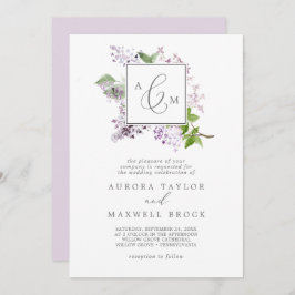 Invitación Boda de monograma formal Lilac Rústico