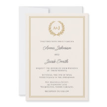 Boda de Monograma Formal Marfil & Gold Laurel Wrea