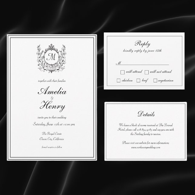 Invitación Boda de Monograma Formal Regal Classic (Subido por el creador)