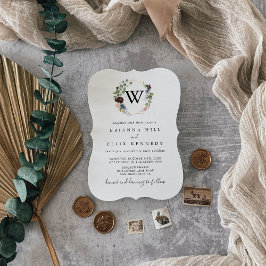 Invitación Boda de monograma geométrico de oro de Borgoña