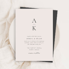 Invitación Boda de Monograma Gris Crema Moderno Simple Presup
