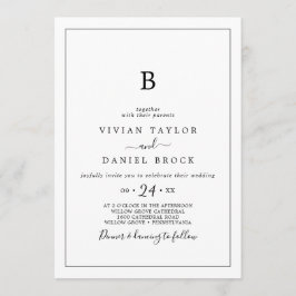 Invitación Boda de monograma minimalista