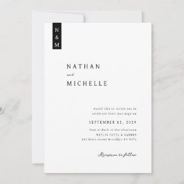 Invitación Boda de Monograma Minimalista con guión sencillo e