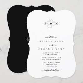 Invitación Boda de monograma minimalista de flor silvestre di