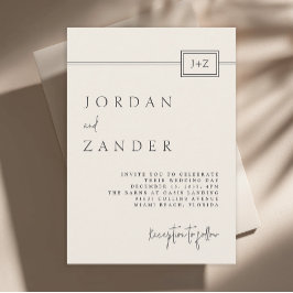 Invitación Boda de Monograma Minimalista de marfil moderno