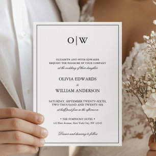 Invitación Boda de Monograma Minimalista Elegante