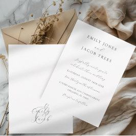 Invitación Boda de Monograma Minimalista en Blanco y Negro