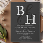 Invitación Boda de monograma Minimalista gris<br><div class="desc">Invite a sus huéspedes a su próximo boda con esta invitación a la boda de este Monograma Minimalista Gris. El diseño de invitaciones incluye un tipo de letra de guión elegante para sus monogramas. Personaliza con los nombres del novio y la novia junto con la fecha y el lugar del...</div>