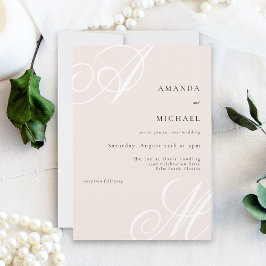 Invitación Boda de monograma mínimo elegante rosa Rubor