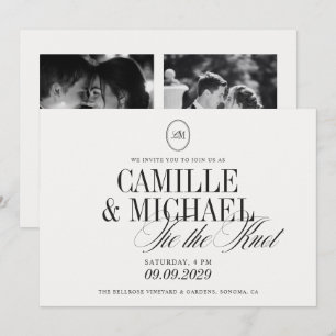 Invitación Boda de Monograma Moderno Ata El Nudo 2 Fotos
