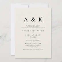 Boda de Monograma Moderno Beige 