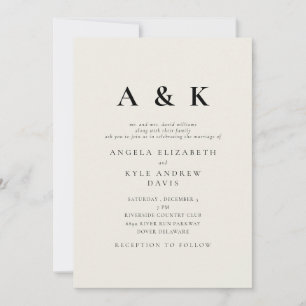 Invitación Boda de Monograma Moderno Beige