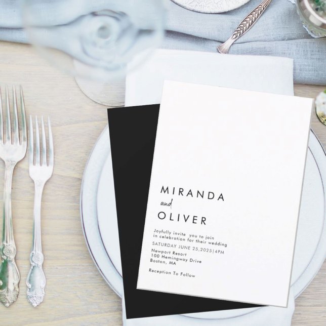 Invitación Boda de monograma moderno blanco simple (Subido por el creador)