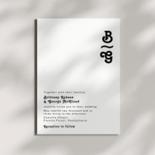 Invitación Boda de monograma moderno con letras retro