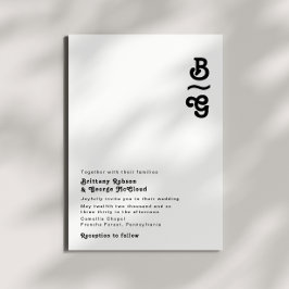 Invitación Boda de monograma moderno con letras retro