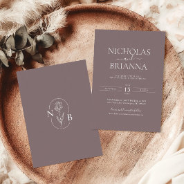 Invitación Boda de monograma moderno de pizarra de canela min