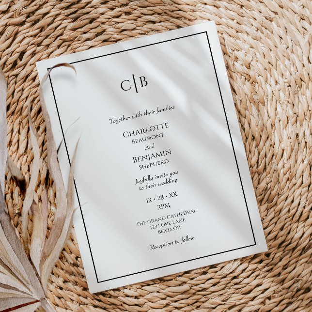 Invitación Boda de monograma moderno Minimalista simple (Subido por el creador)