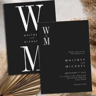 Invitación Boda de monograma negrita Minimalista moderno