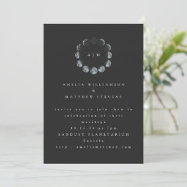 Invitación Boda de Monograma Negro Celestial minimalista