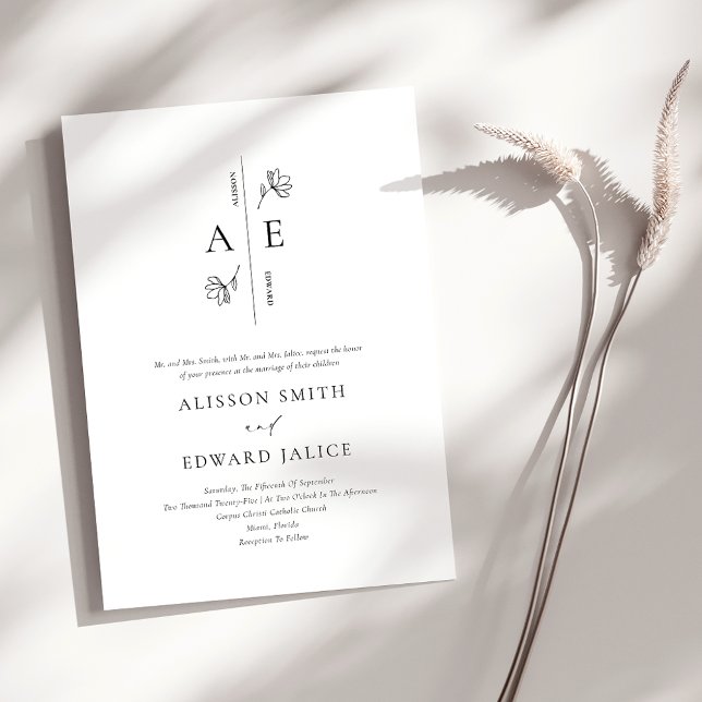 Invitación Boda de monograma negro formal (Subido por el creador)