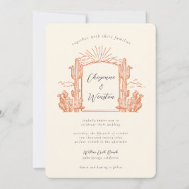 Invitación Boda de Monograma Occidental de Desert Cactus