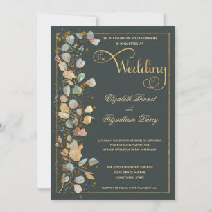 Invitación Boda de monograma Olive Green Gold Photo