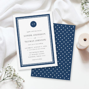 Invitación Boda de monograma redondo clásico de color editabl