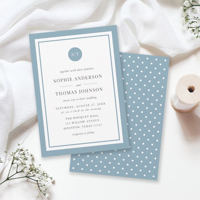 Invitación Boda de monograma redondo clásico de color editabl (Subido por el creador)