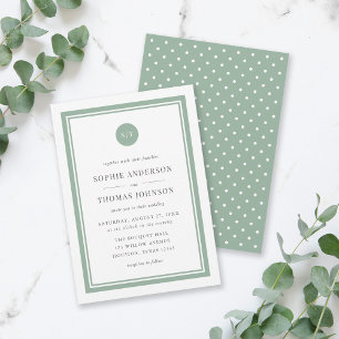 Invitación Boda de monograma redondo clásico de color editabl