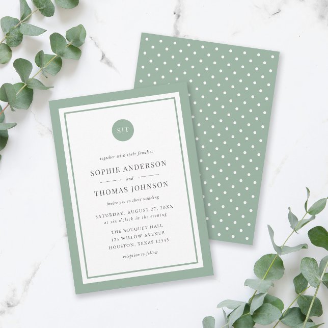 Invitación Boda de monograma redondo clásico de color editabl (Subido por el creador)