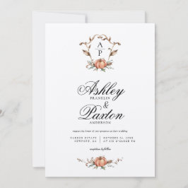Invitación Boda de monograma Romántico de calabaza otoñal