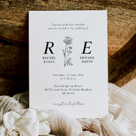 Invitación Boda de monograma romántico sin tiempo