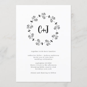 Invitación Boda de monograma ruso simple Minimalista