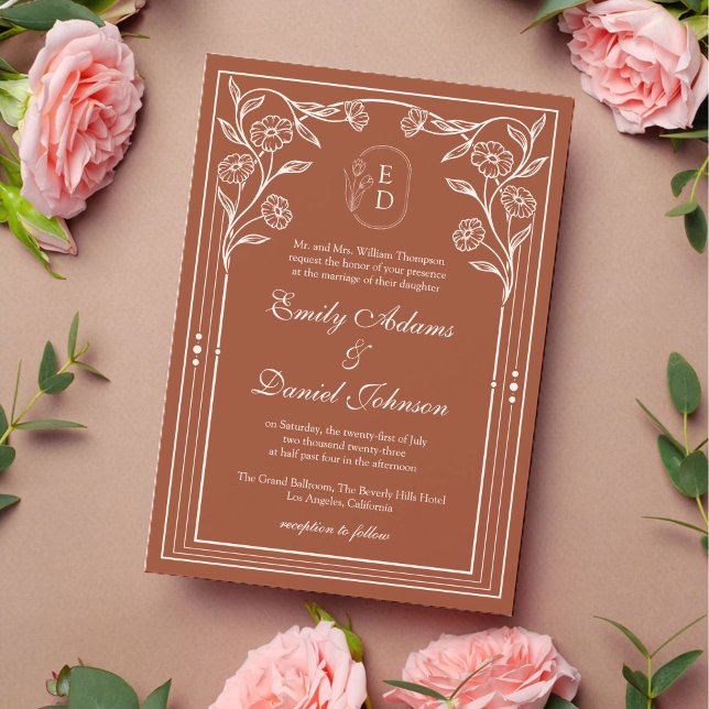 Invitación Boda de monograma rústico vintage (Subido por el creador)