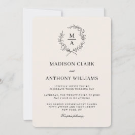 Invitación Boda de monograma sencillo elegante y claro
