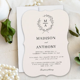 Invitación Boda de monograma sencillo elegante y claro