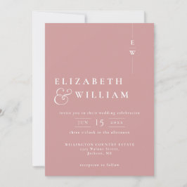 Invitación Boda De Monograma Simple Moderno Elegante Rosa Pol