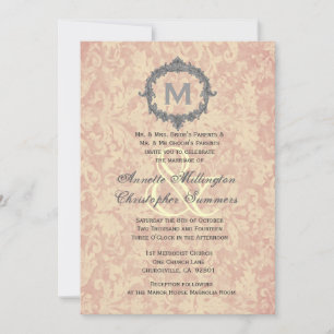 Invitación Boda de monograma V1 del marco de ventilación del