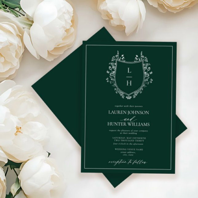 Invitación Boda de monograma verde clásico (Subido por el creador)