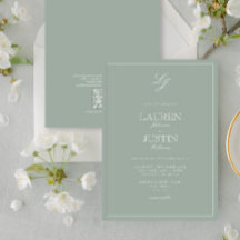 Boda de Monograma Verde Clásico de código QR