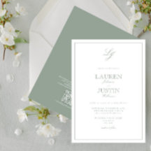 Boda de Monograma Verde Clásico de código QR