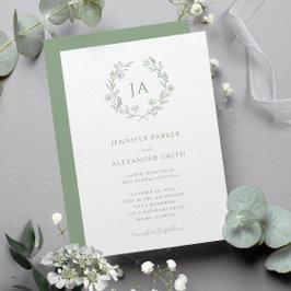 Invitación Boda de Monograma Verde Sabio