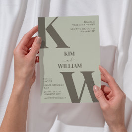 Invitación Boda de Monograma Verde Sabio