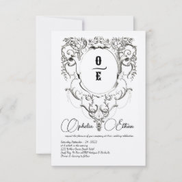 Invitación Boda de Monograma Victoriano escudo