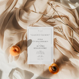 Invitación Boda de Monograma y Ampersor Neutral Clásico Elega