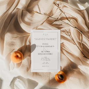 Invitación Boda de Monograma y Ampersor Neutral Clásico Elega