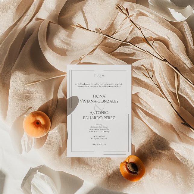 Invitación Boda de Monograma y Ampersor Neutral Clásico Elega (Subido por el creador)